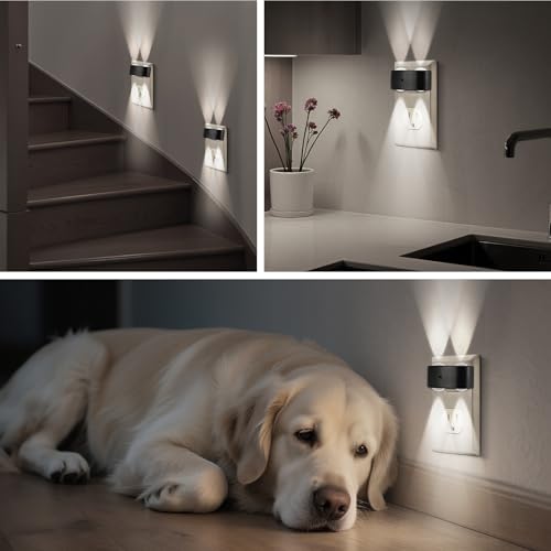 Image of 4 Pack LED Night Light Plug-in Wall, 100 Lumens 4000K Cool White, Auto On /Off Dusk to Dawn Sensor, Adjustable Swivel Head for Indoor - Ideal for Hallway, Stairs, Bedroom, Bathroom, Kitchen