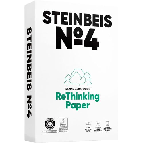 Steinbeis 500 Blatt Kopierpapier Nr. 4 Evolution White, DIN A3, 100% recycelt, chlorfrei gebleicht