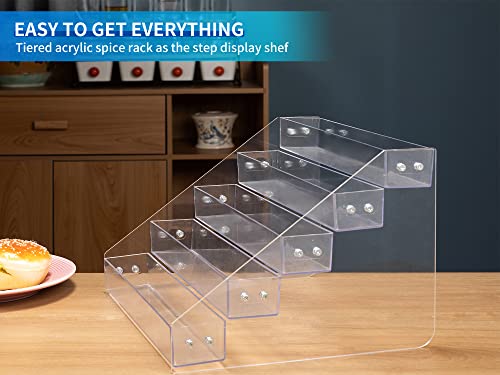 Kihor Tiered Spice Rack Acrylic, Spice Rack Shelf Seasoning Organizer For Countertop, Cabinet, Pantry, Kitchen Storage - 5 Tier #TOP1
