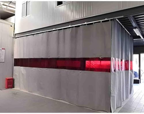 UV-Resistant Welding Protection Curtain - Flame Retardant Industrial Barrier with Red Transparent Windows, Thermal Insulation Welding Screens for Safe Welding Environments