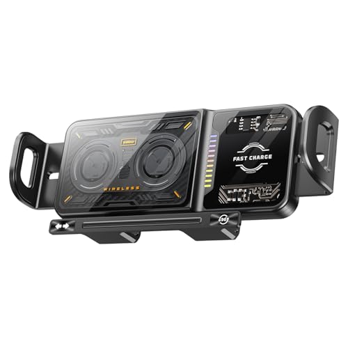Cargador de coche inalámbrico, soporte de carga rápida con 20 W, abrazadera automática con rotación de 90 grados e iluminación LED, para boquilla de aire, salpicadero y parabrisas