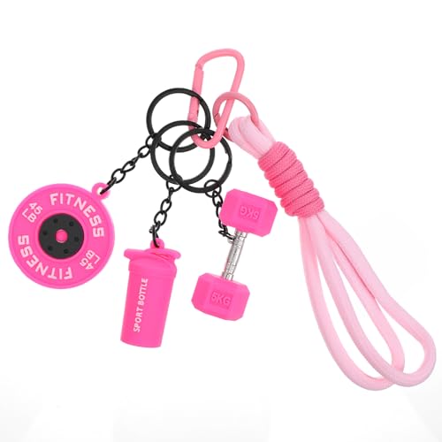 Molain Gym Keychain for Women Men, Silicone Dumbbell Keychain Motivational Fitness Gifts for Gym Lovers Weight Lifting Gift(Pink)