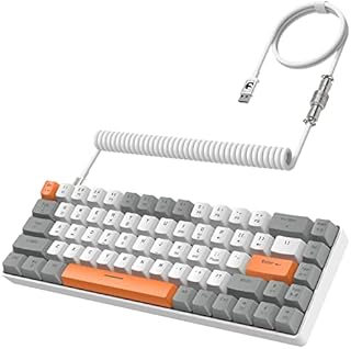 YINDIAO T8 60% Gaming Keyboard,68 Keys Compact Mini Wired Mechanical Keyboard with 18 Chroma RGB Backlit,Red Switch,USB C Coiled Keyboard Cable,for PC,Laptop,Mac,PS4,XBOX-Light Grey
