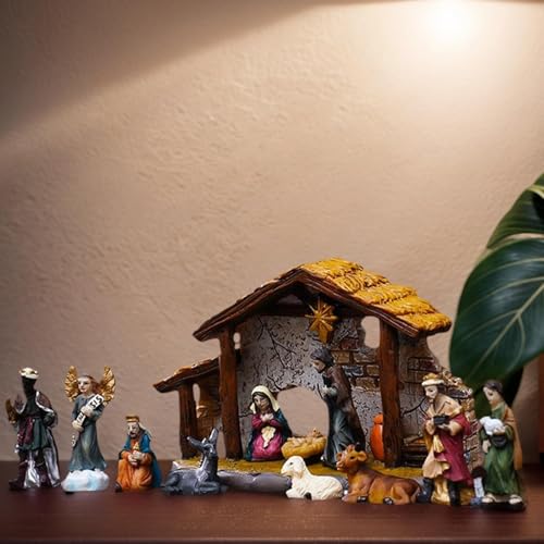 Crèche de Noël en résine de collection artisanale pour décoration de table - 3