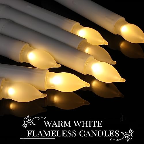 Image of Macarrie 108 Pieces Flameless LED Taper Candles Battery Operated Candles, Flickering Light Electric Handheld Candlesticks, Halloween Christmas Church Party Weddings Decoration(White, Warm White Light)