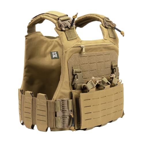 Chaleco tactico militar ajustable SIXMM CUV VEST ligero color tan porta placas modular airsoft 2