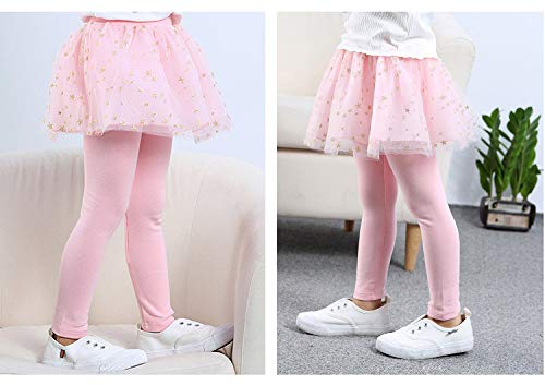 Little Girls Footless Leggings with Tutu Ruffle Twinkle Star Skirt Stretchy Cotton Pantskirt3