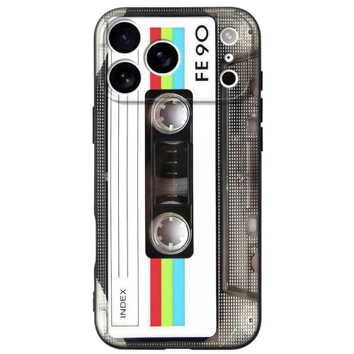 Mouzor Cute Phone Case for iPhone 17 Pro Max, Retro Cassette Tape Design Cases, Matte Finish Soft Touch TPU Anti Fingerprint Shockproof Cover for Girls Boys Men Women