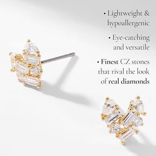 Nadri 18K Gold Plated Heart Earrings - Earrings for Women, Gold Studs, Gold Stud Earrings, Heart Studs for Women4