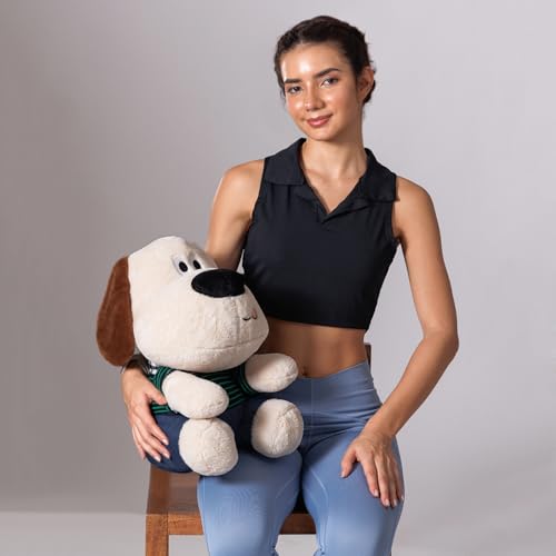 Image of ADORA Soft Toy Dog for Kids | 40 cm Cute Puppy Stuffed Animal Toy with Long Ears | Baby Dog Soft Toy in Dress | Plush Dog Toy for Girls & Boys - Cream Brown Color