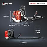 BU-KO 63CC Petrol Backpack Leaf Blower - Powerful 2 Stroke Air Cooled Engine - Lightweight With New and Improved Padded Support Straps While Using - Safety Gear - Image 3