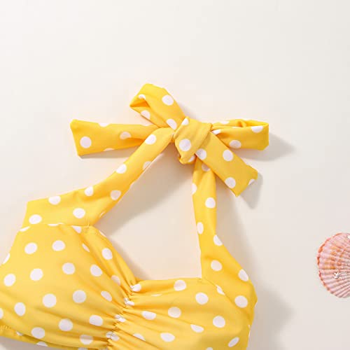 Baby Girls Bikini Swimsuits Toddler Girls Two Piece Polka Dot Smocked Tops and High Waist Bottoms Bathing Suit3