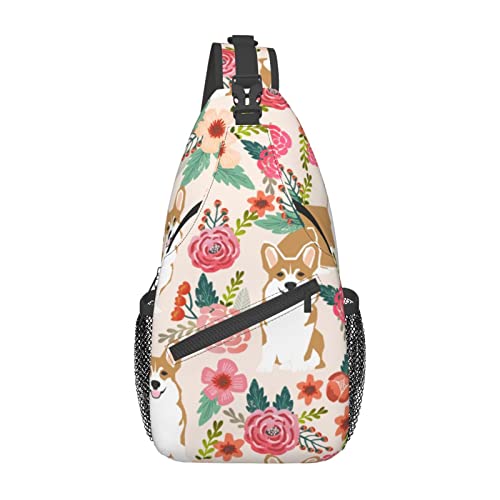 Sac à dos à bandoulière réglable Debou Corgi imprimé fleurs printanières noir taille unique
