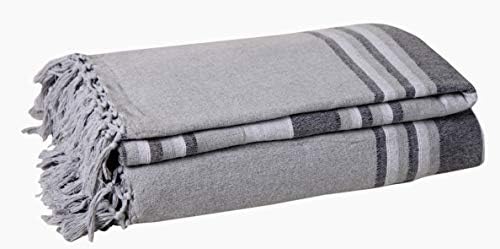 EHC Natural Cotton Textured Kerala Pattern Stripe Throw Kerala For Sofa Arm Chair Bedspread Settee Throw - 250 x 380 cm, Super Giant Size