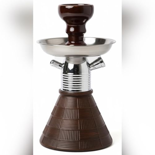 Image of AL-Sheesh Petite Glass Hookah | Designer Alumunium 9 inch Inch Glass, Iron Hookah Set For Heavy Smoke | Perfect for Party (Brown)