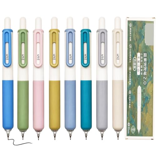 8 Pcs Colorful Short Round Pocket Pen Retractable Tremor Parkinson Pens