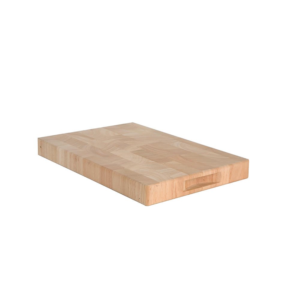 T&G 10932 Rectangular End Grain Chopping Board with Finger Grooves in Hevea, Medium, 38 x 26 x 4 cm