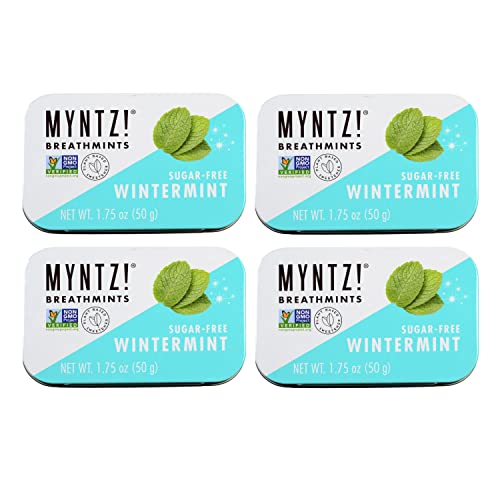 Myntz Sugar Free Mints in a Tin Wintermint 4 Pack Breath Mints for