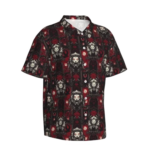 Chemises hawaïennes amusantes homme pour plage et vacances décontractées look lion gothique