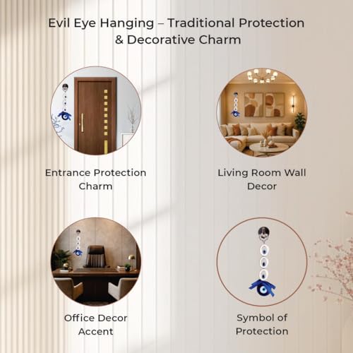 Image of Oval Evil Eye Wall Hanging Decoration for Protection & Positivity | Nazar Battu for Home Entrance | Aesthetic Home Decor & Wall Decor Items | Ideal for Car Dashboard Accessories & Gift