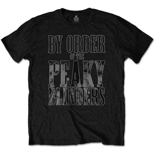 Peaky Blinders Men's Tee: by Order Infill T-Shirt, Black (Black Black), Large (Size:Large)