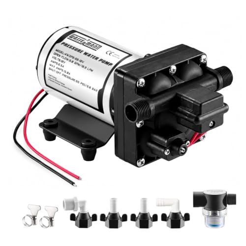Image of WASSERMANN RV Water Pump 12 Volt DC 5.0GPM 55PSI Replacement For 4008-101-A65 Water Pump Self Priming Diaphragm Pump with Pressure Switch for RV Kitchen Bathroom Marine Yacht Garden Camper Water Pumps