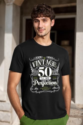 50th Birthday Shirt for Men Born in 1975 Gifts T Shirt for Him Vintage Aged to Perfection Tee Tops2