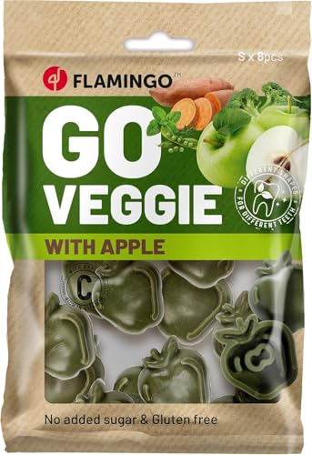 Flamingo Leckerli Hund – Veggie Apfel Grün – 120g – glutenfrei – kalorienarm – Zahnpflege Snack