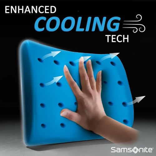 Image of Samsonite Memory Foam Lumbar Support Pillow for Office Chair, Gaming Chair & Car Seat Automotive Use, Home Office Essentials for Sitting Comfort and Posture Relief Back Support, Black with Cooling Gel