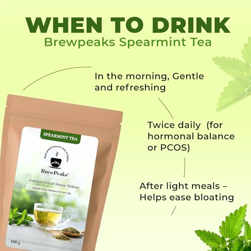 Image of Spearmint Tea - 100 gm -100 Cups | Pcos PCOD Relief | Balances Hormones, Reduces Facial Hair & Acne and Supports Digestion | Herbal Tea - Dried Loose Leaf - Caffeine Free