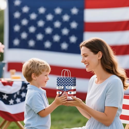 Bolsas de regalo patrióticas W WINTMING de papel con asas 5
