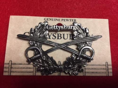 Gettysburg Crossed Swords & Wreath Large Pewter Lapel PIN HAT TAC New