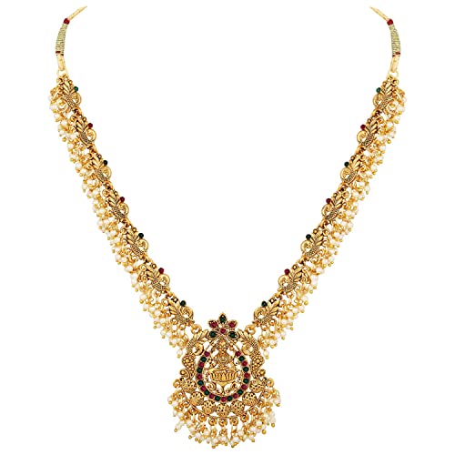 Shining Diva Fashion Latest Stylish Fancy Pearl Choker Traditional Jewellery Set for Women | Temple Necklace Set | Festive Wedding Party Necklace | 22k Gold Plated | Just Like Original Gold Jewellery