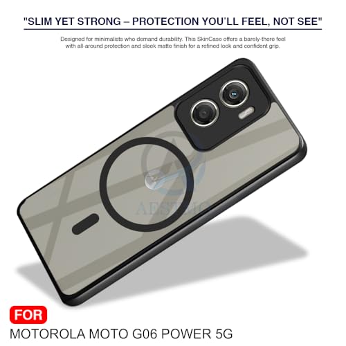 Image of AESTMO Moto G06 Power 5G Back Cover | 360 Protection | Crystal Clear Hard Back Transparent | Compatible with MagSafe Accessories (PC+TPU, Black Bumper)