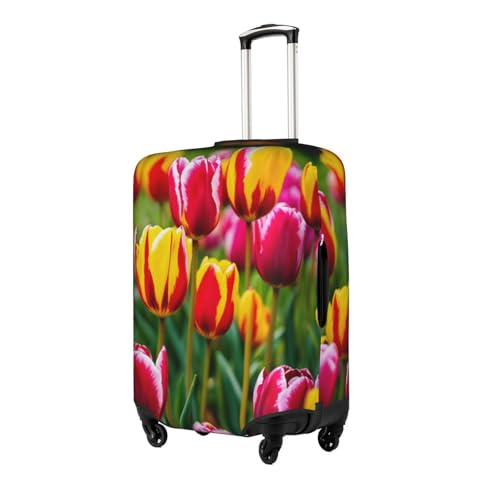 Pink Tulips Print Suitcase Protector Dust-Proof Case Men Women Travel Fits 18-32 Inch Luggage2