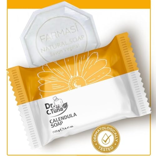FARMASi Dr. C. Tuna 3 PACK Calendula Soap Bar, Calendula Oil and Chamomile Extract Formula for Face Body and Hands, Gentle Cleansing Bar, Hydrating Skin Care, Vegan, Paraben & SLS Free, 4.41 oz Each