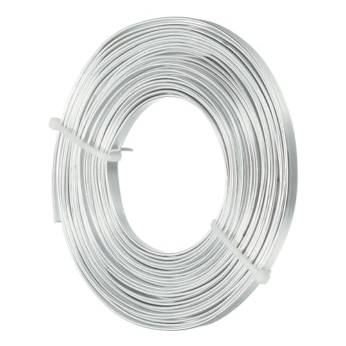 Image of uxcell 18 Gauge Flat Aluminum Wire, 16.40 ft 5mm Wide Aluminum Crafts Wire for Flower Bonsai Crafts Carving DIY Bezel Sculpting Gem Metal Wrap, Silver Tone