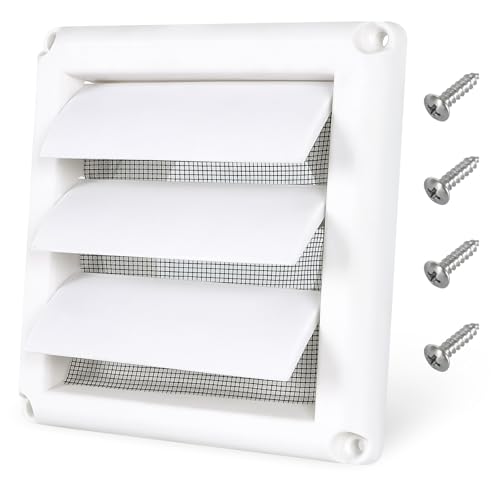 6 Inch Louvered Dryer Vent Cover Outside Exhaust Air Vent Cover with 4 Pcs Screws Vent Hood Outlet for Exterior Wall Outside Outdoor (6 Inch-Active)