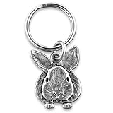 The Magic Zoo Llavero de conejo de peltre – Bonito llavero de conejo para mujer – Hecho a mano en Estados Unidos – Llavero de conejo de peltre fino, Peltre, M