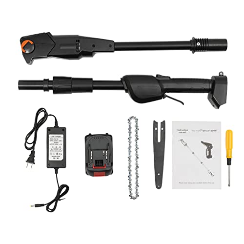 Dodoam Pole Saw with 1500mAh Battery and Standard Charger, 1200m/min / 66ft/s,Cordless Rechargeable Double Section Assemble Shaft Branch Cutter and Low Noise for Wood Cutting, Garden Pruning