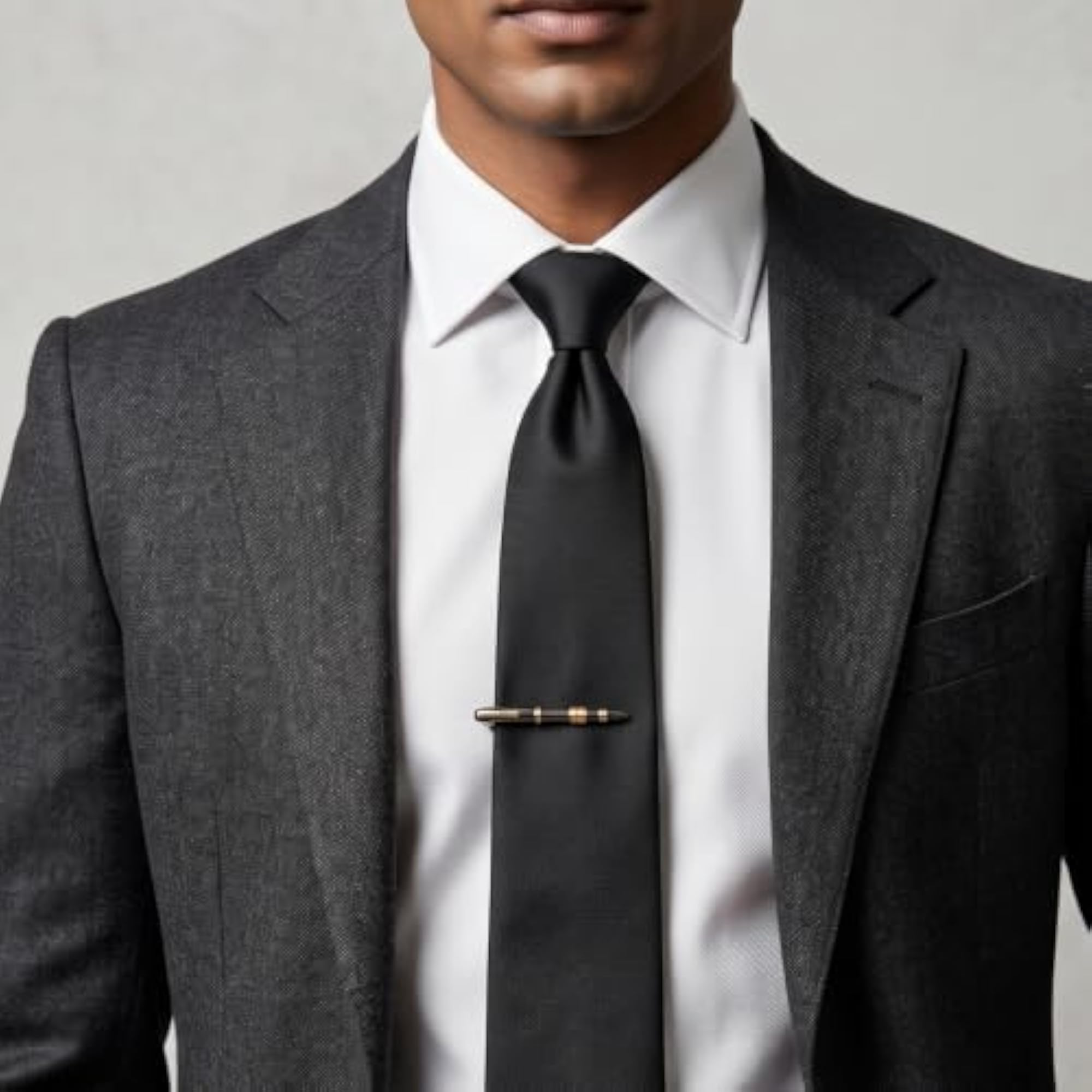 Men's Grey & Gold Fountain Pen Clip Tack Pin, Stylish