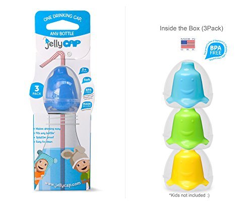 JellyCAP - One Drinking Cap, Any Bottle (3 Count) (Blue/Green/Yellow)
