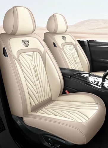 トヨタ エスティマ 50系XR50 Estima Tarago に適用カーシートカバー 防塵・防汚 四季通用 車用インテリアアクセサリー 滑り止めシート保護クッション 前後5人乗り通気性・耐摩耗性ナッパレザー素材(ベージュ,枕なし)