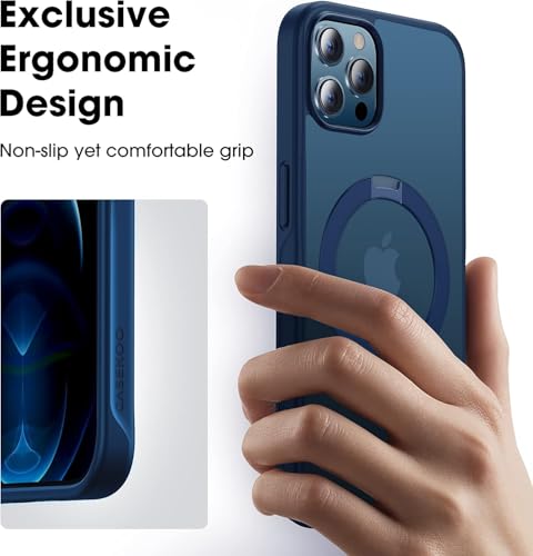 Image of iPhone 12 Pro Max Magsafe Stand Case | Matte Design & 360 Protection | Military-Grade Apple iPhone 12 Pro Max Cover | Ultra Premium - Blue