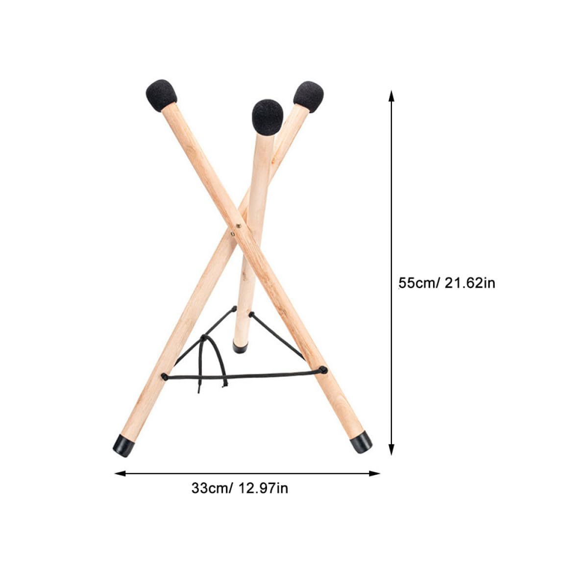 Support de Tambour Portable en Bois Pliable à Languette Trépied