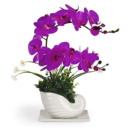 Orquídea Artificial Plantas Artificiales de Interior púrpura orquídea Flores Falsas en jarrón arreglos de Flores de imitación centros de Mesa orquídeas Adornos para Sala de Estar decoración del hogar