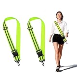 Modurio 2 Stück Reflektierende Laufausrüstung, Einstellbar Reflektor Kleidung Gürtel mit Karabinerhaken Elastischer Laufgürtel, Hohe Sichtbarkeit - Reflektierendes für Fahrrad Wandern & Laufen
