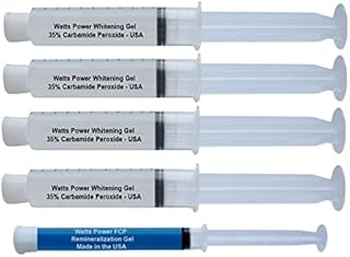 Watts Power 35% Dual Action Teeth Whitening Gels Huge 10ml - 4 Huge 10ml Gels Plus Aftercare Gel - Optimized OTC Dual Action for Surface and Deep Stains for Quick Results - Made in The USA - Kosher