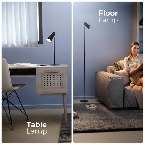 Image of Xech Acrylonitrile Butadiene Styrene LED Table Lamp for Study with Multiple Attachments 5 in 1 Rechargeable Desk & Floor Lamp Adjustable Brightness USB-C Powerful Neodymium Magnets Magneto II XL Black