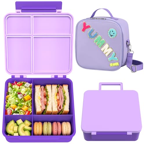 Image of Kids Lunch Box with Lunch Bag Bento (Purple)